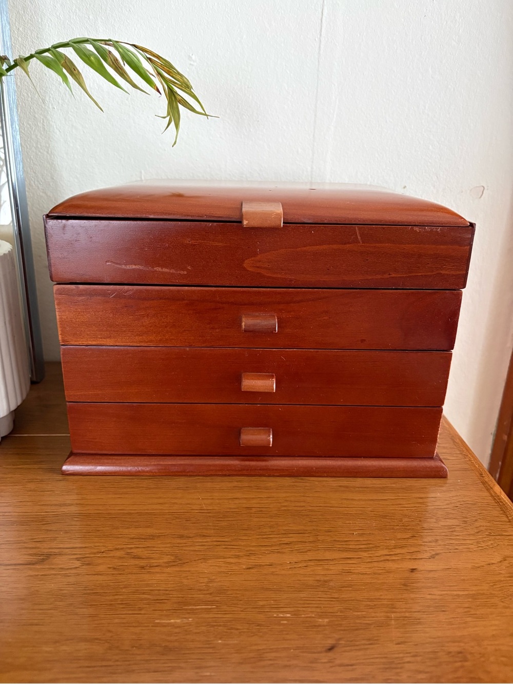 Vintage 4 Drawer Wood Jewelry Box VGUC MCM
